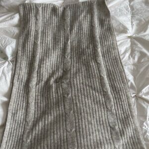 Gray Cashmere Ribbed Knit Infinity Scarf